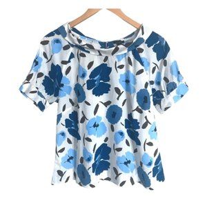3/25$ 🦋 emoji Ann Taylor Factory Boat Neck Blouse Top Floral Print size S